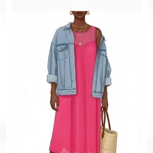 Maeve  Anthropologie Leagally Blond Vibrant barbie  Pink swing  Sleeveless Dress